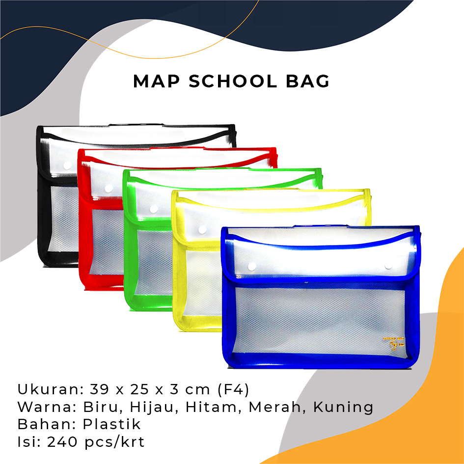 School Bag / Tas Map Plastik 2 Kancing + Jala K&C Folio (F4)