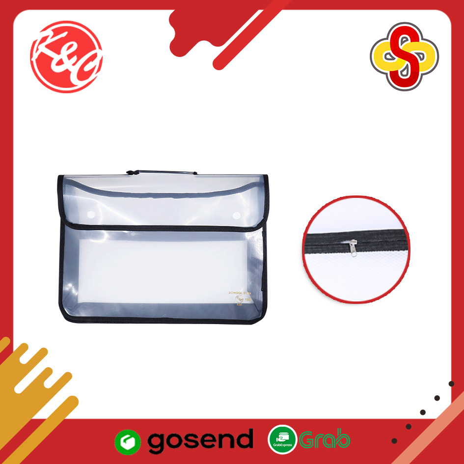 School Bag / Tas Map Plastik 2 Kancing + Jala K&C Folio (F4) - Image 3